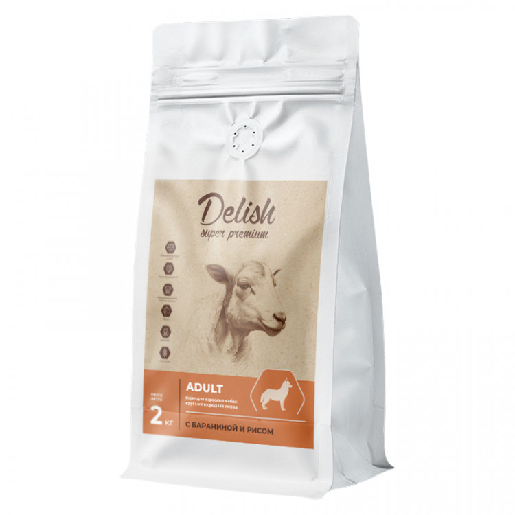 Сухой корм Delish super premium для собак средних и крупных пород Баранина с рисом