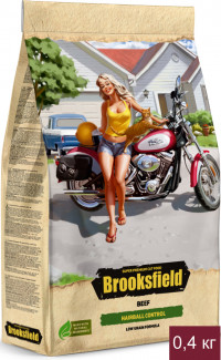 Сухой корм Brooksfield для взрослых кошек, препятствующий образованию комочков шерсти в желудке, с говядиной и рисом