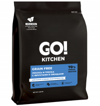 Сухой корм для кошек GO'KITCHEN беззерновой холистик с лососем и треской 7.26 кг и кошачья мята, набор 2 в 1