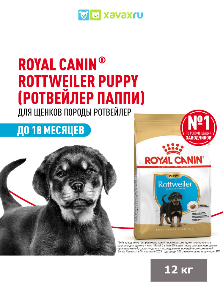 Сухой корм Royal Canin Rottweiler Puppy для щенков породы Ротвейлер до 18 месяцев
