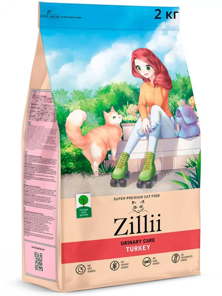 Сухой корм ZILLII Urinary Care Cat для взрослых кошек РН контроль, индейка