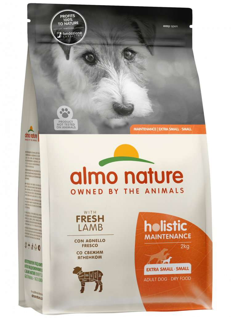 Сухой корм Almo Nature HOLISTIC для взрослых собак малых пород со свежим ягненком, Small Breed, Fresh Lamb