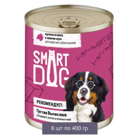 Smart Dog Консервы для взрослых собак и щенков кусочки ягненка в нежном соусе 6 шт по 400 г