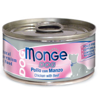 Влажный корм Monge Dog Natural для собак куриные кусочки с говядиной, консервы