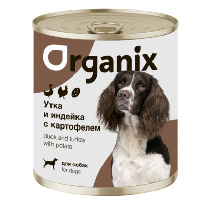 Organix Консервы для собак Утка, индейка, картофель 9 шт по 750 г