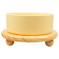 Миска Mr.Kranch Bamboo керамическая желтая на бамбуковой подставке 850 мл