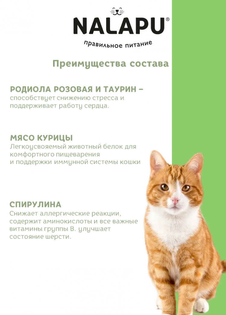 Корм влажный НАЛАПУ Sterilized, паучи для стерилизованных кошек и кастрированных котов с мясом говядины в желе, (упаковка 24 шт по 77 г)