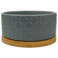 Миска Mr.Kranch Bamboo керамическая серая на бамбуковой подставке 860 мл