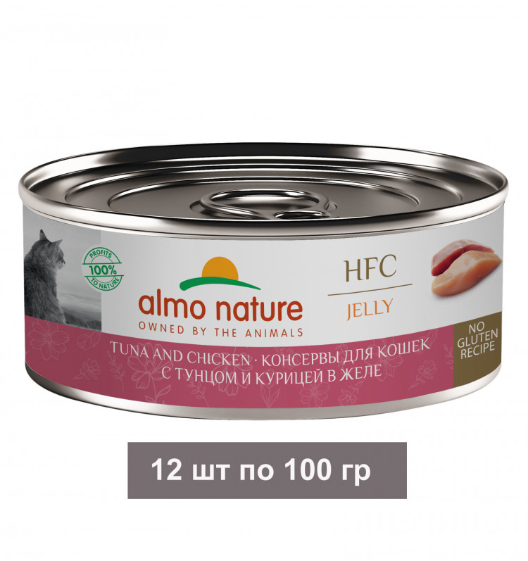 Консервы Almo Nature для кошек и котят тунец с курицей в желе 12 шт по 100 гр