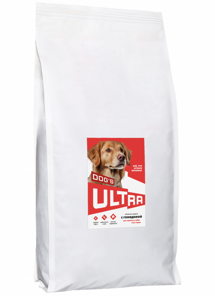 Ultra - сухой корм для взрослых собак всех пород, с говядиной