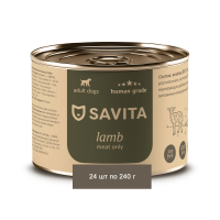 Savita консервы для собак «Ягненок», беззерновые, 24 шт по 240 г