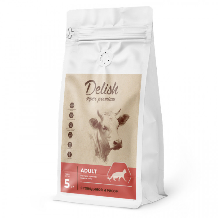 Сухой корм Delish super premium для кошек Говядина с рисом