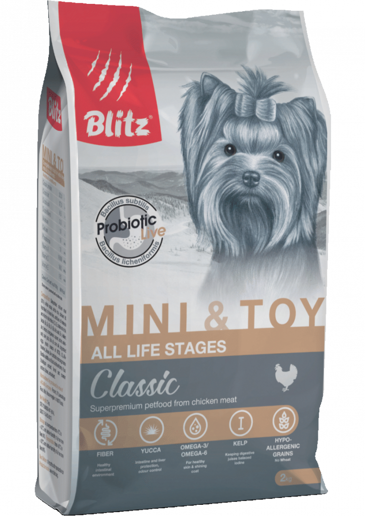 Blitz Classic Сухой корм для собак мелких и миниатюрных пород всех возрастов Mini & Toy Breeds Dog All Life Stages