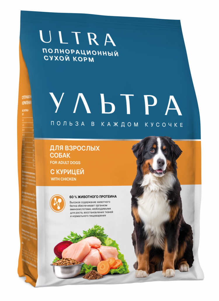 Ultra - сухой корм для взрослых собак всех пород, с курицей