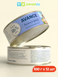 AVANCE holistic консервы Для кошек и котят с лососем и треской, Natural&amp;Healthy Salmon&amp;Cod 12 шт по 100 г