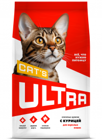 Ultra - сухой корм для взрослых кошек всех пород, с курицей и злаками