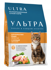 Ultra - сухой корм для взрослых кошек всех пород, с курицей и злаками
