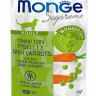 Monge Supreme Adult Cat - Консервы для взрослых кошек с зелёным горошком и мини-морковью, паучи