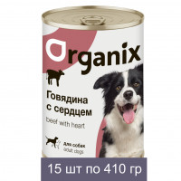 Organix Консервы для собак, с говядиной и сердцем 15 шт по 410 г