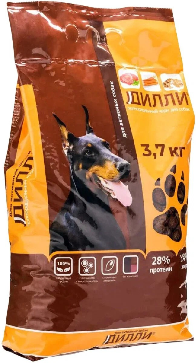 Сухой корм Дилли для активных собак, с курицей и индейкой