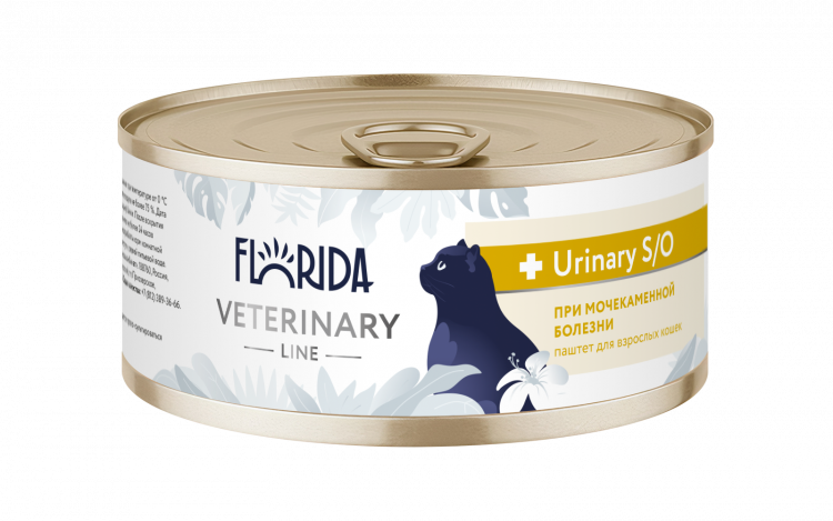 Florida vet (вет. консервы) Urinary S/O, ветеринарный влажный диетический корм для взрослых кошек при мочекаменной болезни