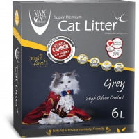 Van Cat Grey Комкующийся наполнитель с активированным углем, без пыли, 6 л, коробка