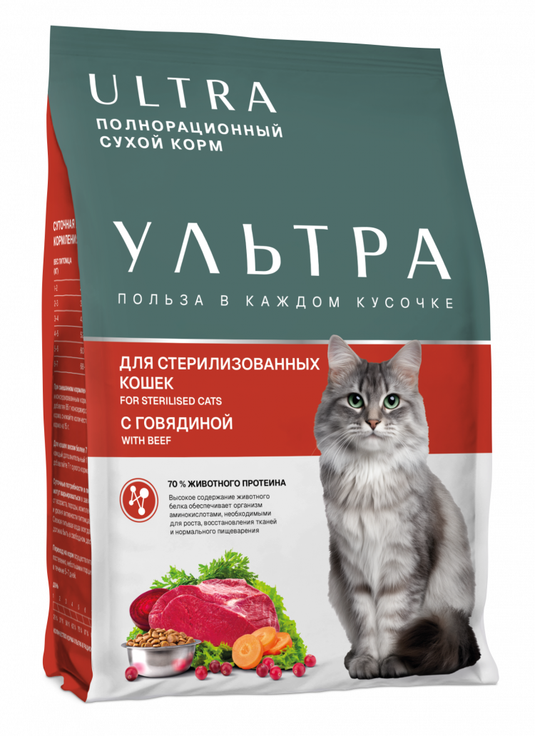 Ultra - Сухой корм для стерилизованных кошек, с говядиной