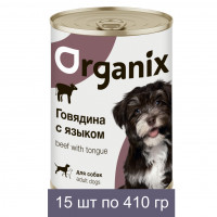 Organix Консервы для собак, с говядиной и языком 15 шт по 410 г