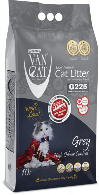 Van Cat Grey Комкующийся наполнитель с активированным углем, без пыли, 10 л, пакет