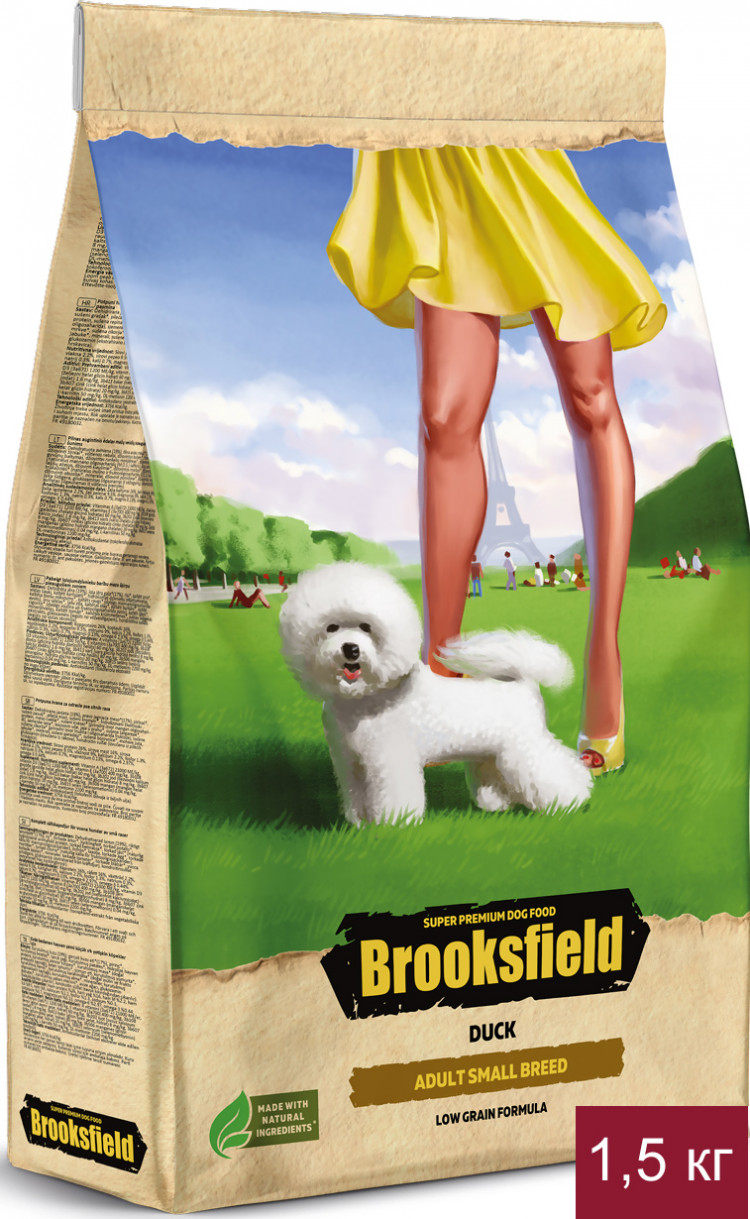 Сухой корм Brooksfield для взрослых собак мелких пород с уткой и рисом