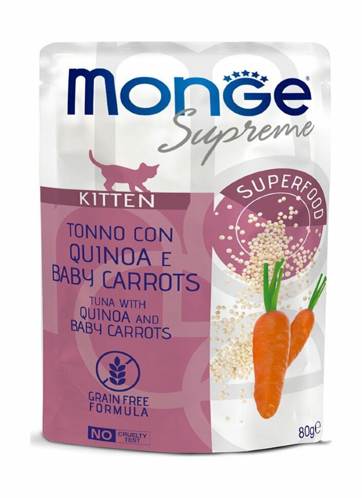 Monge Supreme Kitten - Консервы для котят из тунца с киноа и мини-морковью, паучи