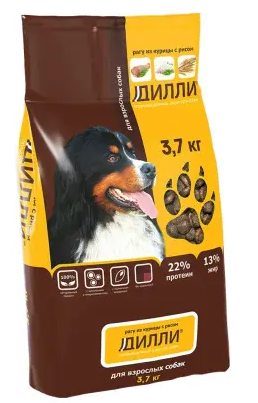 Сухой корм Дилли для взрослых собак рагу из курицы с рисом