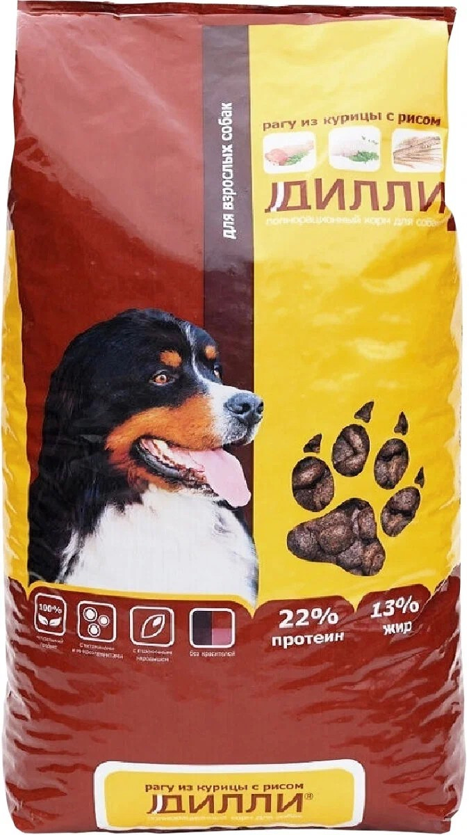 Сухой корм Дилли для взрослых собак рагу из курицы с рисом