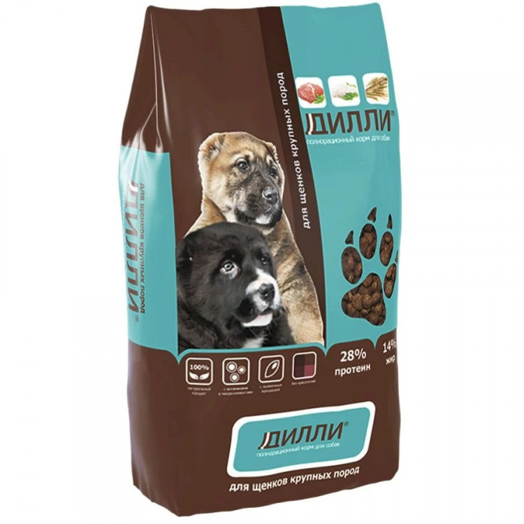 Сухой корм Дилли для щенков крупных пород с курицей и индейкой
