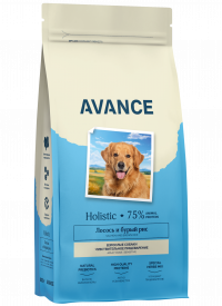 AVANCE полнорационный сухой корм для взрослых собак с чувствительным пищеварением с лососем и бурым рисом