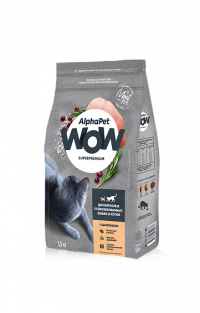 AlphaPet wow superpremium Корм для взрослых стерилизованных кошек и котов c цыпленком