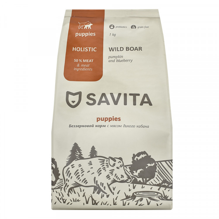 Savita Беззерновой корм для щенков с мясом кабана