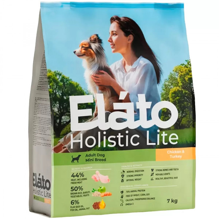 Сухой корм Elato Holistic Lite для собак мелких пород с курицей и индейкой