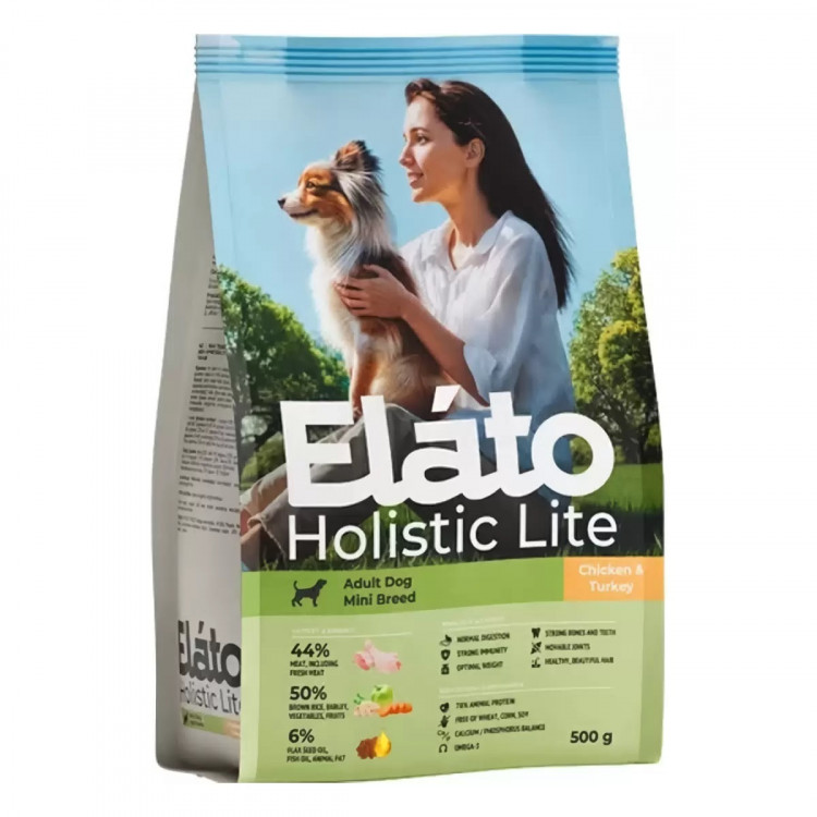 Сухой корм Elato Holistic Lite для собак мелких пород с курицей и индейкой