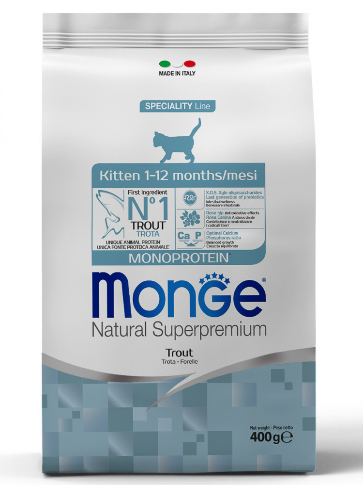 Сухой корм Monge Cat Speciality Line Monoprotein для котят и беременных кошек, из форели