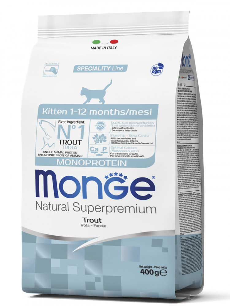 Сухой корм Monge Cat Speciality Line Monoprotein для котят и беременных кошек, из форели