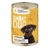 Smart Dog Консервы для взрослых собак и щенков кусочки курочки с потрошками в нежном соусе