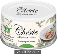 Влажный корм для кошек Петтрик, Pettric Cherie - Hairball Formula Tuna topping Crab in Gravy, для вывода шерсти с тунцом и мясом краба в подливе (упаковка 24 шт по 80 г)