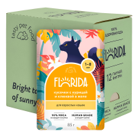 FLORIDA паучи для взрослых кошек: кусочки с курицей и клюквой в желе 12 шт по 85 г