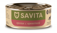 Savita - Консервы для кошек и котят, кролик с креветкой