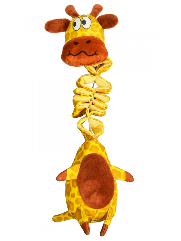 Игрушка Mr.Kranch для собак Жираф с карманами под лакомство 36 см желтая