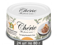 Влажный корм для кошек Петтрик, Pettric Cherie - Hairball Formula Tuna topping Katsuobushi in Gravy, для вывода шерсти с тунцом и копчеными хлопьями тунца бонито в подливе (упаковка 24 шт по 80 г)