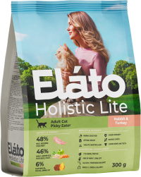 Сухой корм ELATO Holistic Lite для привередливых кошек с кроликом и индейкой
