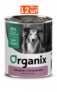 Organix Консервы с говядиной и потрошками для взрослых собак 12 шт по 750 г