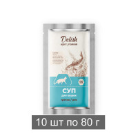 Консервы DELISH Super Premium для кошек с треской и рисом (упаковка 10 шт по 80 гр)